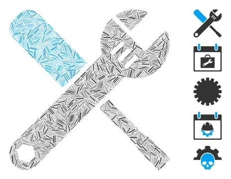 Line Tools Icon Vector Collage Illustrazione stock