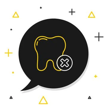 Line Tooth with caries icon isolated on white background. Tooth decay. Colorful Stock Illustration