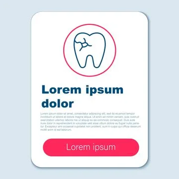 Line Tooth with caries icon isolated on grey background. Tooth decay. Colorful Illustrazione stock