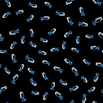 Line Tooth drill icon isolated seamless pattern on black background. Dental Stock Illustration