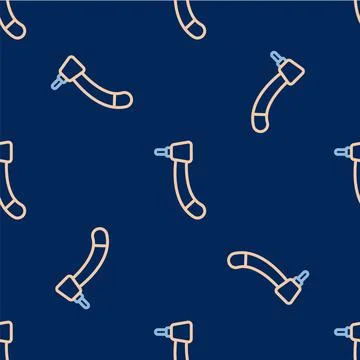 Line Tooth drill icon isolated seamless pattern on blue background. Dental Stock Illustration