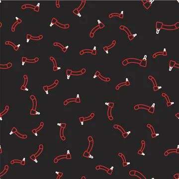 Line Tooth drill icon isolated seamless pattern on black background. Dental h Stock Illustration