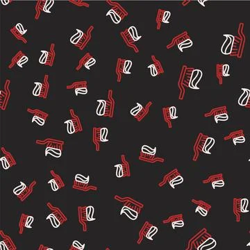 Line Toothbrush with toothpaste icon isolated seamless pattern on black Illustrazione stock