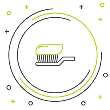 Line Toothbrush with toothpaste icon isolated on white background. Colorful o Stock Illustration