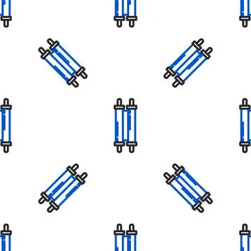 Line Torah scroll icon isolated seamless pattern on white background. Jewish Stock Illustration