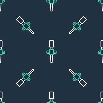 Line Torch flame icon isolated seamless pattern on black background. Symbol fire Stockillustratie