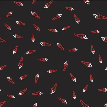 Line Torch flame icon isolated seamless pattern on black background. Symbol fire Illustrazione stock