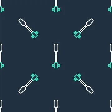 Line Torch flame icon isolated seamless pattern on black background. Symbol fire Stock Illustration