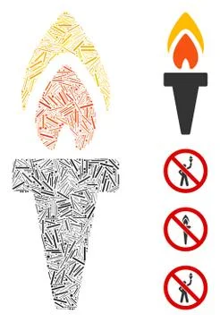 Line Torch Icon Vector Collage イラスト素材