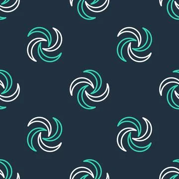 Line Tornado icon isolated seamless pattern on black background. Cyclone Illustrazione stock