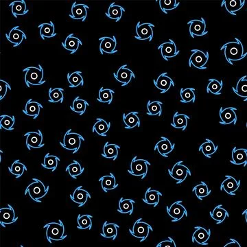 Line Tornado icon isolated seamless pattern on black background. Cyclone, whi Illustrazione stock