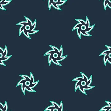 Line Tornado icon isolated seamless pattern on black background. Cyclone, w.. Illustrazione stock