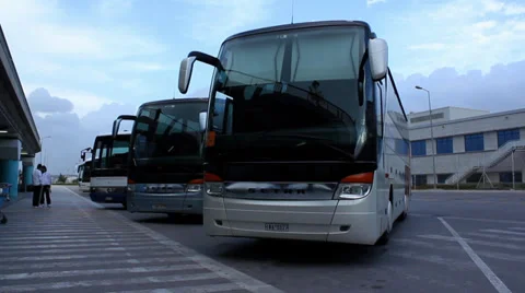 Line of Tour Buses Video stock 36109180