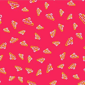 Line Toy building block bricks for children icon isolated seamless pattern on Stock Illustration