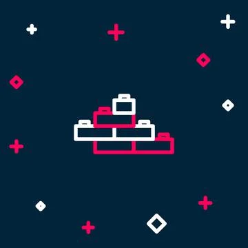 Line Toy building block bricks for children icon isolated on blue background Ilustración de archivo