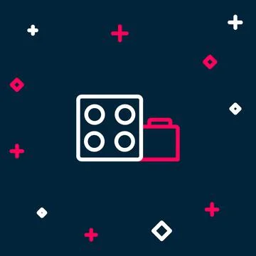 Line Toy building block bricks for children icon isolated on blue background Ilustración de archivo