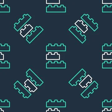 Line Toy building block bricks for children icon isolated seamless pattern on Stockillustratie