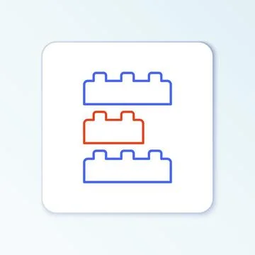 Line Toy building block bricks for children icon isolated on white background Ilustración de archivo