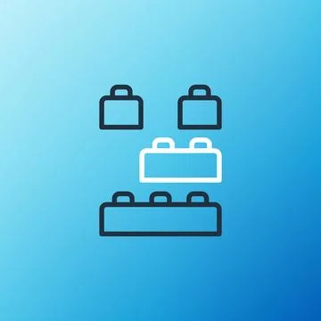 Line Toy building block bricks for children icon isolated on blue background Ilustración de archivo