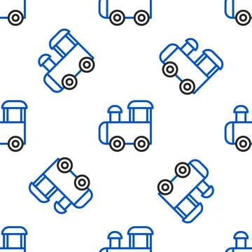 Line Toy train icon isolated seamless pattern on white background. Colorful.. Stock Illustration