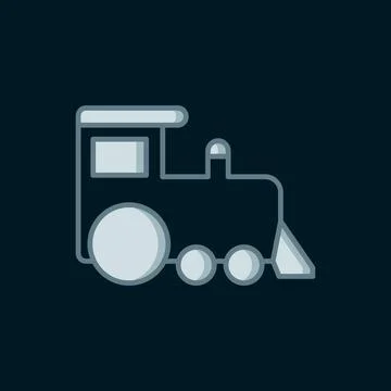 Line Toy train icon isolated on black background. Flat filled outline style.. 스톡 일러스트