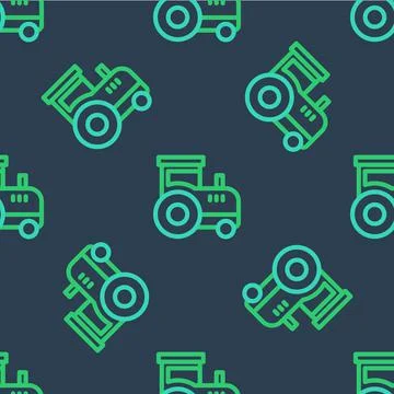 Line Tractor icon isolated seamless pattern on blue background. Vector Stock Illustration
