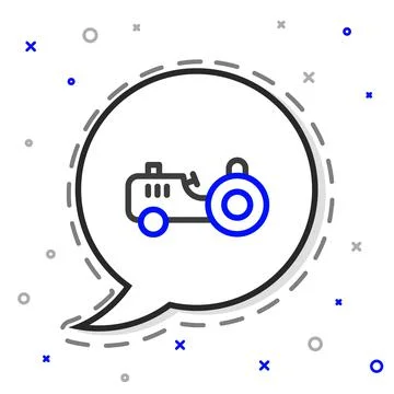 Line Tractor icon isolated on white background. Colorful outline concept. Vector Stock Illustration