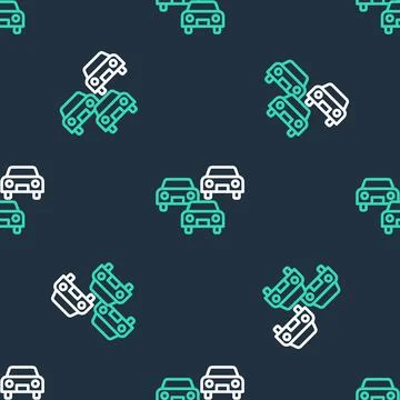 Line Traffic jam on the road icon isolated seamless pattern on black background Stock Illustration