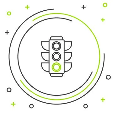 Line Traffic light icon isolated on white background. Colorful outline concept Stock Illustration