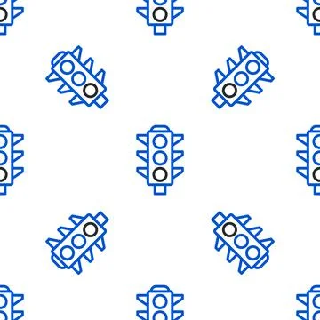 Line Traffic light icon isolated seamless pattern on white background. Colorful Illustrazione stock