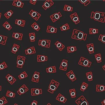 Line Train and railway icon isolated seamless pattern on black background Illustrazione stock