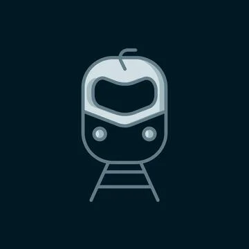 Line Train and railway icon isolated on black background. Public transporta.. Stock Illustration