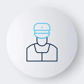 Line Train conductor icon isolated on white background. Colorful outline concept Stock Illustration