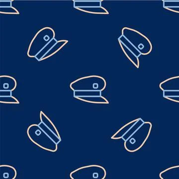 Line Train driver hat icon isolated seamless pattern on blue background. Vector イラスト素材