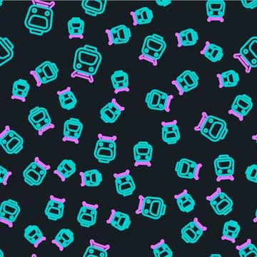 Line Train icon isolated seamless pattern on black background. Public trans.. Stock Illustration