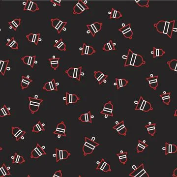Line Train station bell icon isolated seamless pattern on black background Stock Illustration