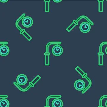 Line Train station clock icon isolated seamless pattern on blue background イラスト素材