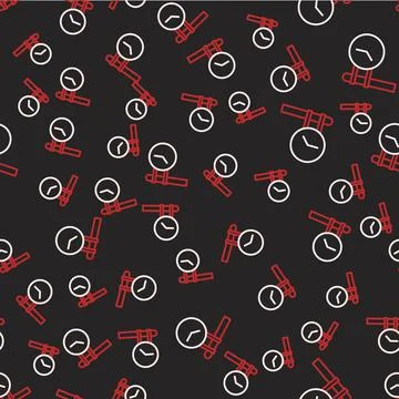 Line Train station clock icon isolated seamless pattern on black background イラスト素材