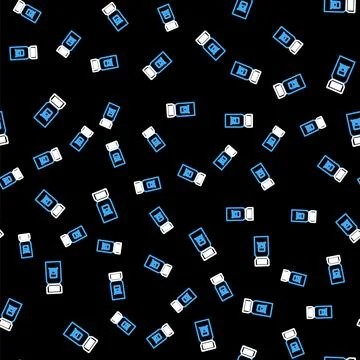 Line Train ticket icon isolated seamless pattern on black background. Travel by Stock Illustration