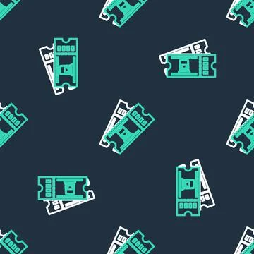 Line Train ticket icon isolated seamless pattern on black background. Travel by Illustrazione stock