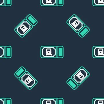 Line Train ticket icon isolated seamless pattern on black background. Travel by Stock Illustration