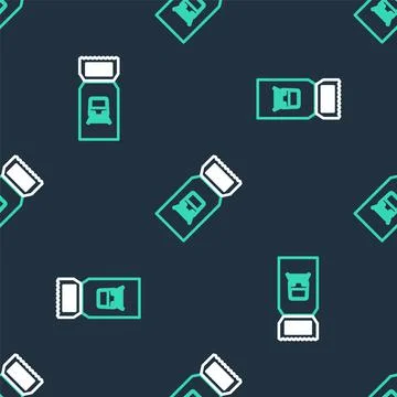Line Train ticket icon isolated seamless pattern on black background. Travel by Stock Illustration