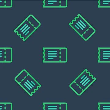 Line Train ticket icon isolated seamless pattern on blue background. Travel by Stockillustratie