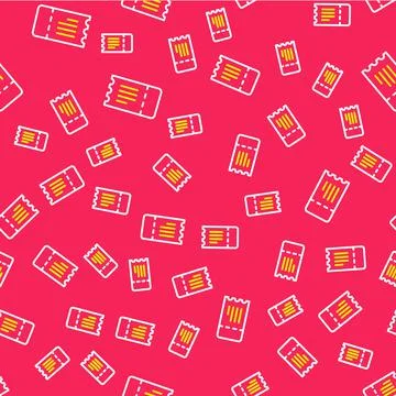 Line Train ticket icon isolated seamless pattern on red background. Travel by イラスト素材