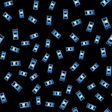 Line Train ticket icon isolated seamless pattern on black background. Travel by Illustrazione stock