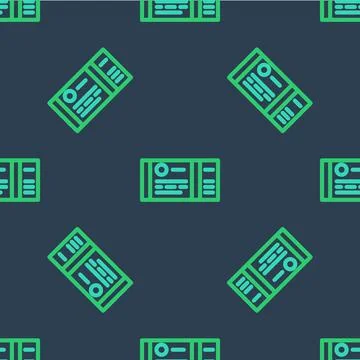 Line Train ticket icon isolated seamless pattern on blue background. Travel by イラスト素材