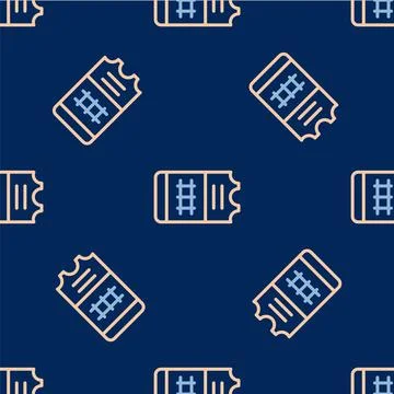 Line Train ticket icon isolated seamless pattern on blue background. Travel by Illustrazione stock