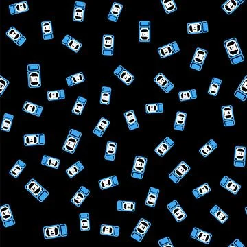 Line Train ticket icon isolated seamless pattern on black background. Travel by Illustrazione stock