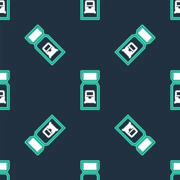 Line Train ticket icon isolated seamless pattern on black background. Travel  Illustrazione stock