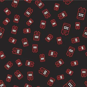 Line Train ticket icon isolated seamless pattern on black background. Travel by Stock Illustration